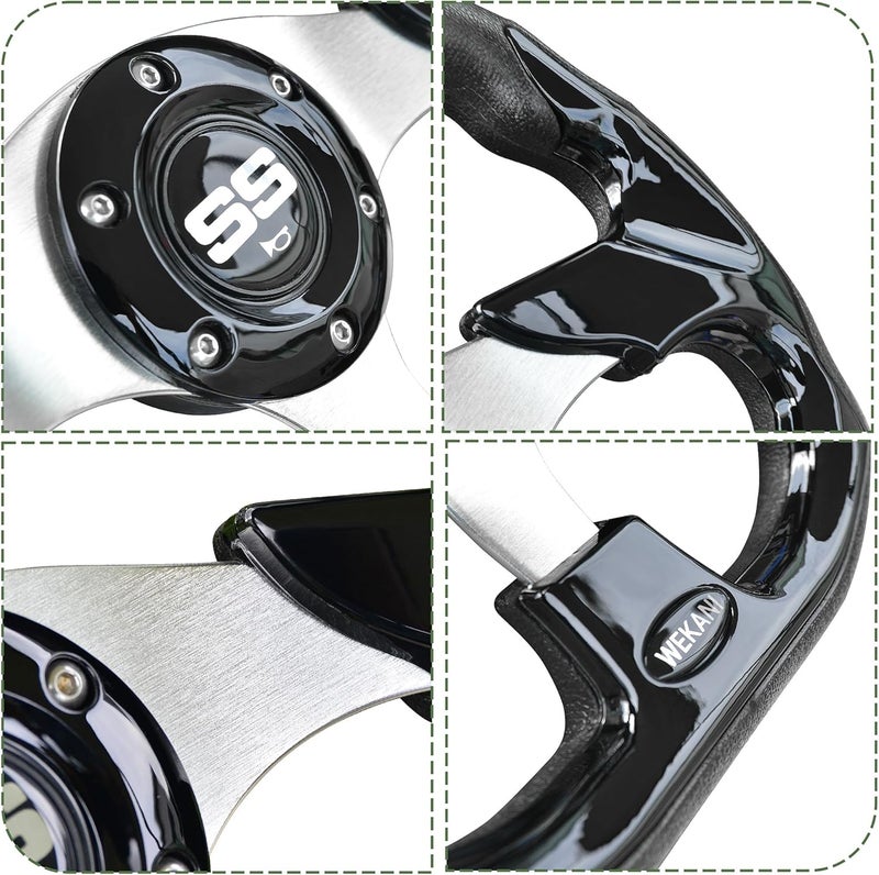WEKANI D Golf Cart 12.5 Inch Steering Wheel,For Club Car EZGO Yamaha Golf Cart,with Car Horn Button,Cool racing steering wheel black - Image 3